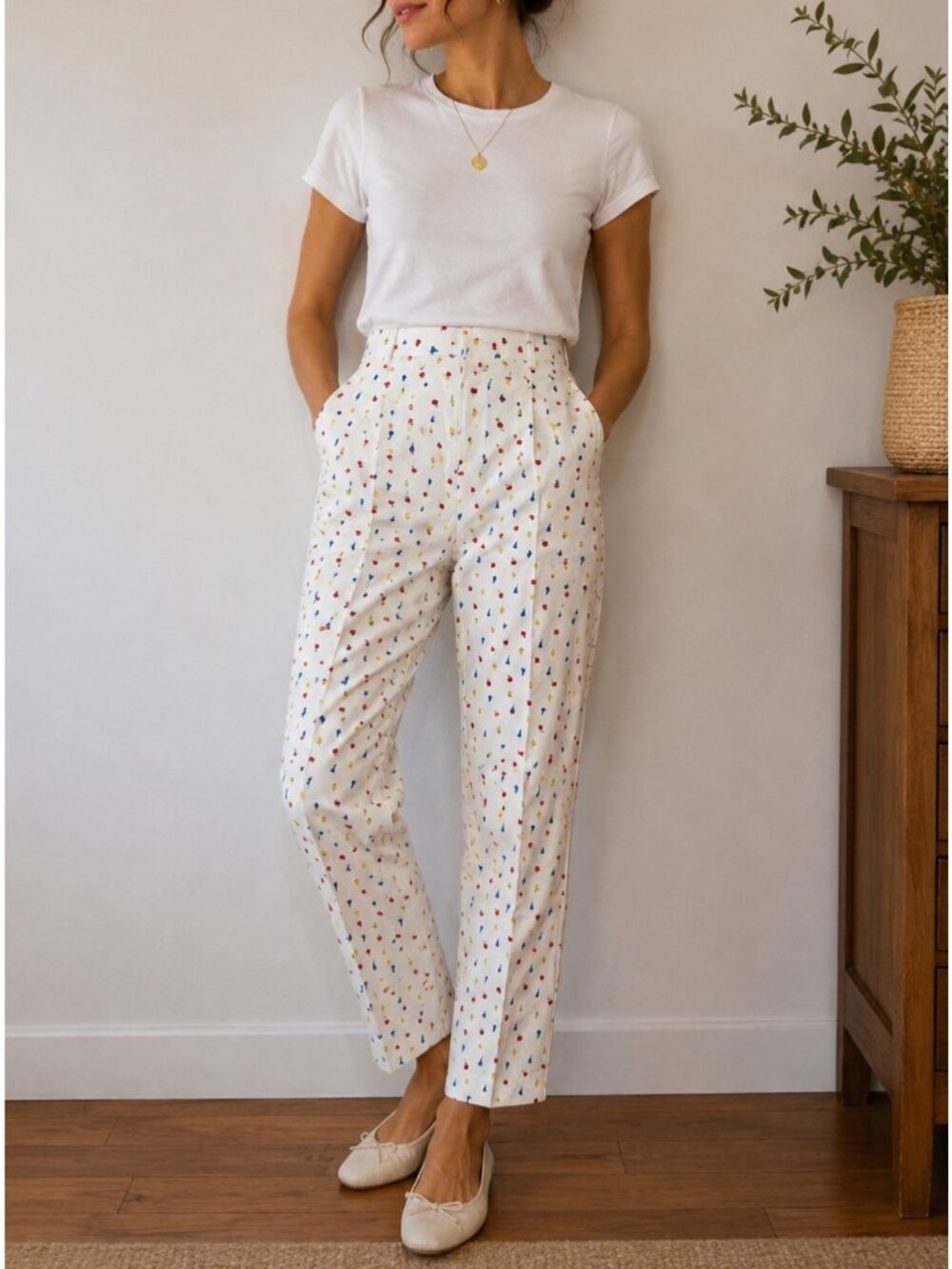 Vintage NWT Madison Fruit Print High Waisted Novelty Summer Pants
